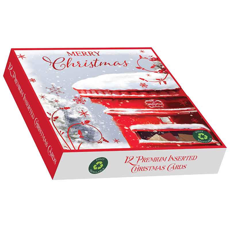 12PK CHRISTMAS POST SQUARE PREMIUM BOXED CARDS