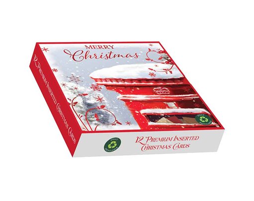 12PK CHRISTMAS POST SQUARE PREMIUM BOXED CARDS
