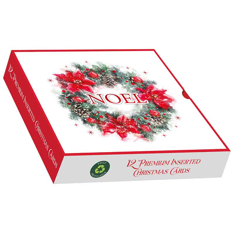 12PK CHRISTMAS DECOR SQUARE PREMIUM BOXED CARDS