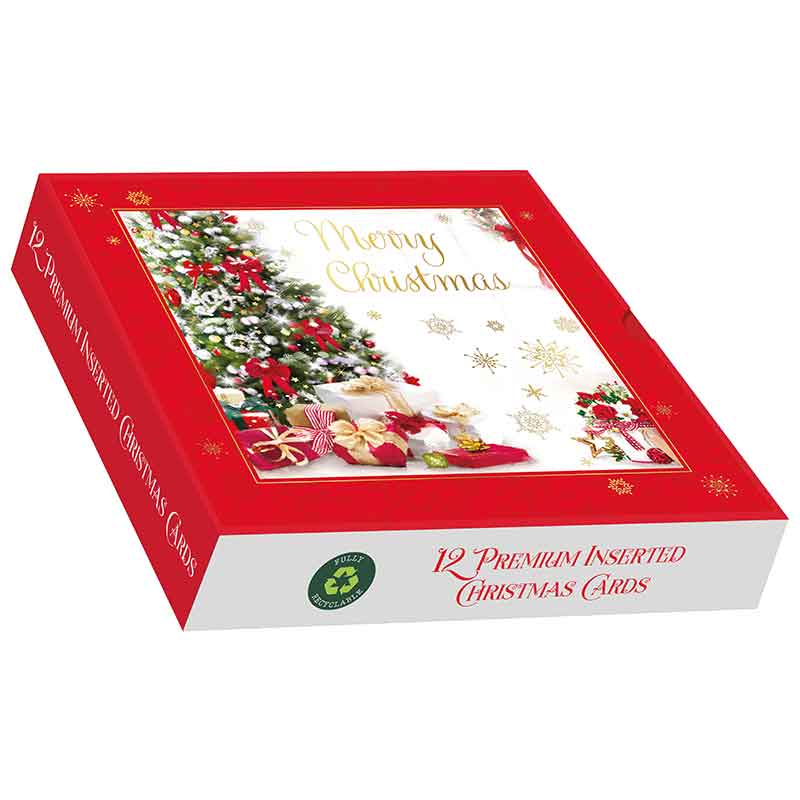 12PK O' CHRISTMAS TREE SQUARE PREMIUM BOXED CARDS