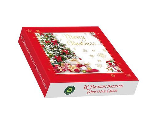 12PK O' CHRISTMAS TREE SQUARE PREMIUM BOXED CARDS