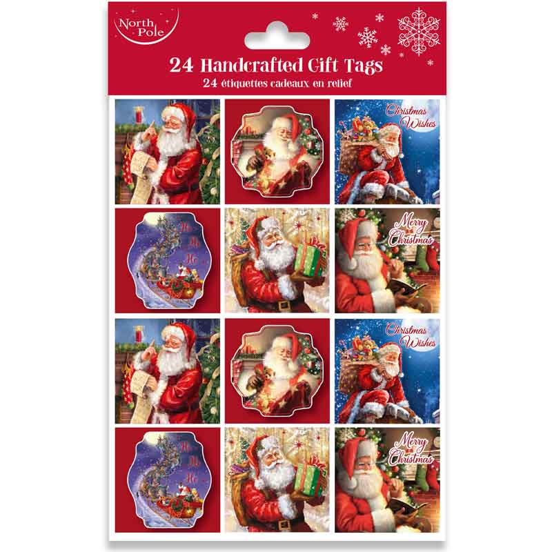 24PK TRAD SANTA GIFT TAGS 12S