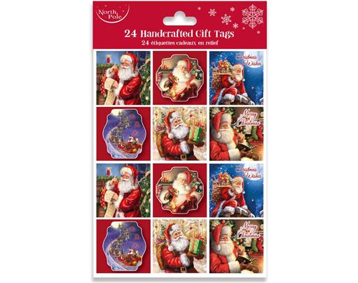 24PK TRAD SANTA GIFT TAGS 12S