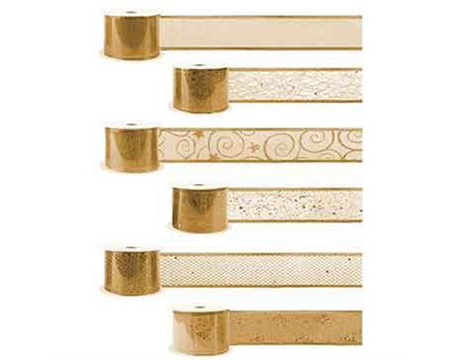 6ASST GOLD WIRED CHRISTMAS RIBBON 18S