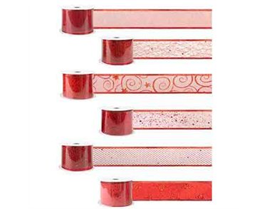 6ASST RED WIRED CHRISTMAS RIBBON 18S