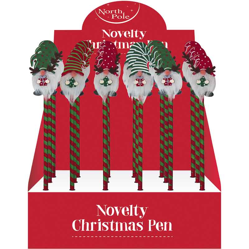 NOVLETY CHRISTMAS GONK BEARD PEN 18S