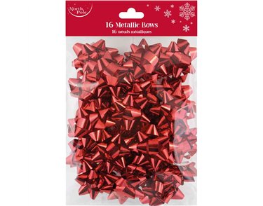 16PK RED METALLIC BOWS 12S