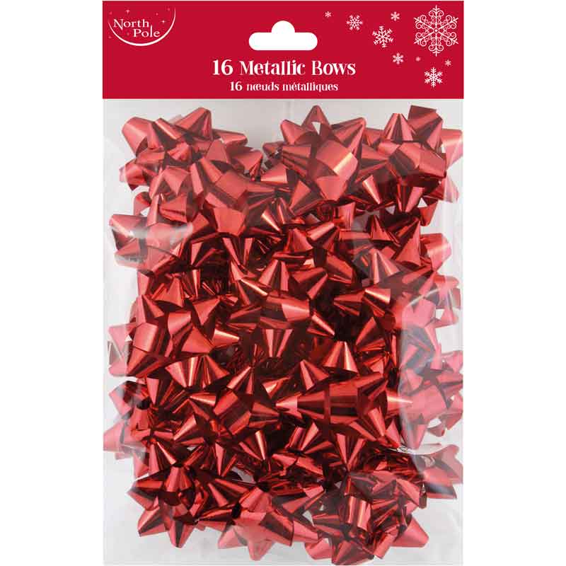 16PK RED METALLIC BOWS 12S