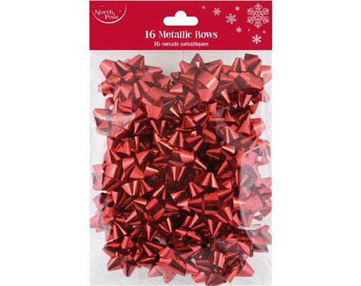 16PK RED METALLIC BOWS 12S