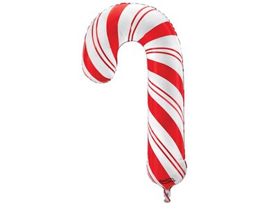 35in RED AND WHITE CANDY CANE SHAPED FOIL BALLOON