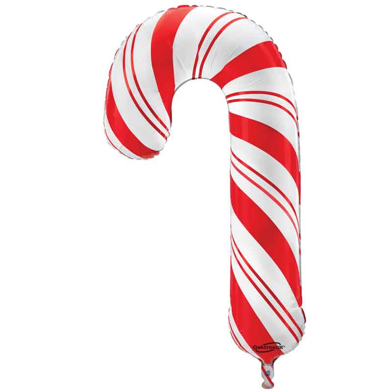 35in RED AND WHITE CANDY CANE SHAPED FOIL BALLOON