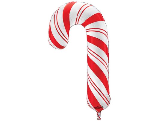 35in RED AND WHITE CANDY CANE SHAPED FOIL BALLOON