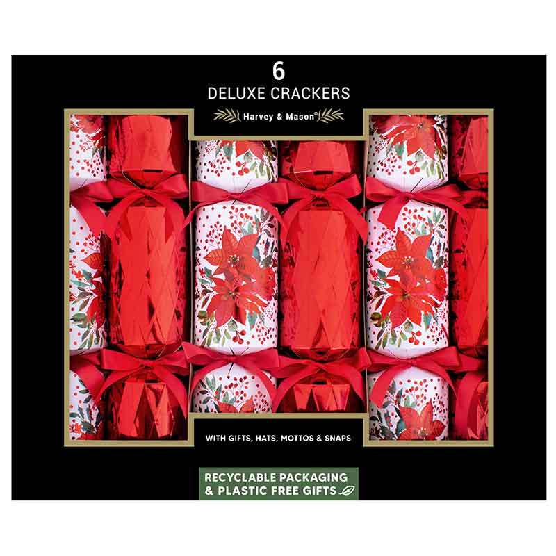 6PK 13.5in DELUXE POINSETTIA CRACKERS