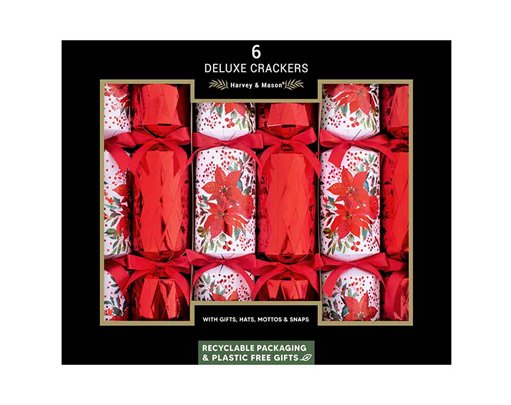 6PK 13.5in DELUXE POINSETTIA CRACKERS