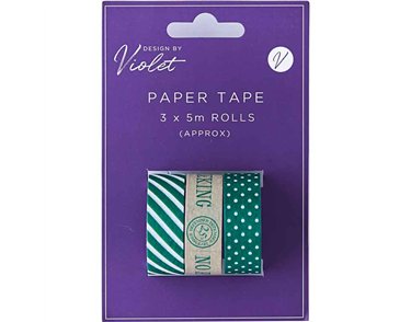 3PK GREEN CHRISTMAS PAPER TAPE 12S
