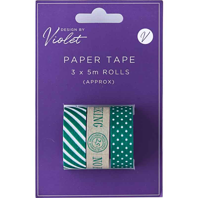 3PK GREEN CHRISTMAS PAPER TAPE 12S
