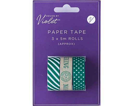 3PK GREEN CHRISTMAS PAPER TAPE 12S