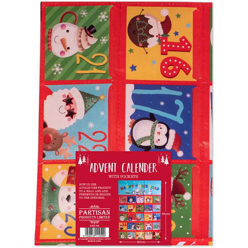CHILDRENS HANGING ADVENT CALENDAR 12S