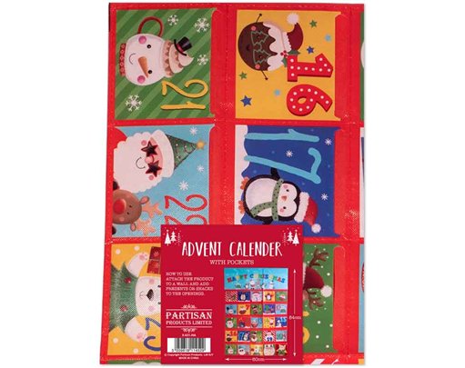 CHILDRENS HANGING ADVENT CALENDAR 12S