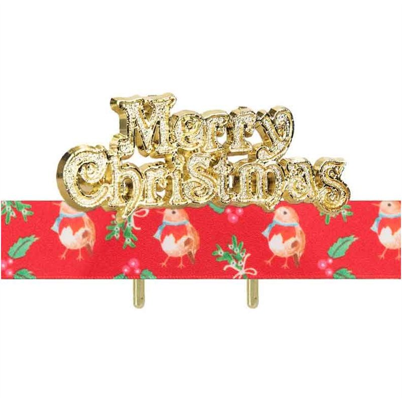 SWEET CHRISTMAS ROBIN RIBBON AND MOTTO KIT GOLD