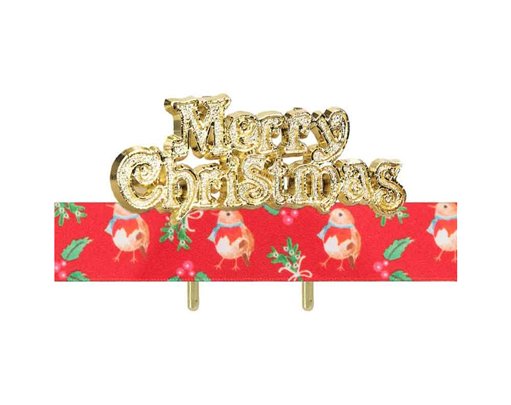 SWEET CHRISTMAS ROBIN RIBBON AND MOTTO KIT GOLD