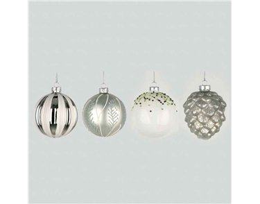 8cm 4ASST GLASS BALL DECORATION 12S