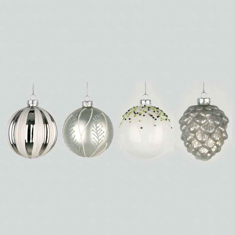 8cm 4ASST GLASS BALL DECORATION 12S