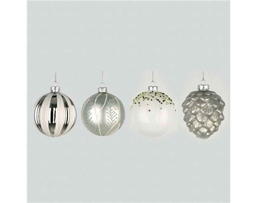 8cm 4ASST GLASS BALL DECORATION 12S