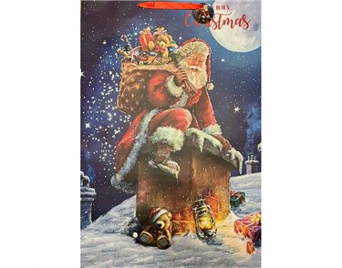 TRAD SANTA ON CHIMNEY SUPER JUMBO GIFT BAG 6S