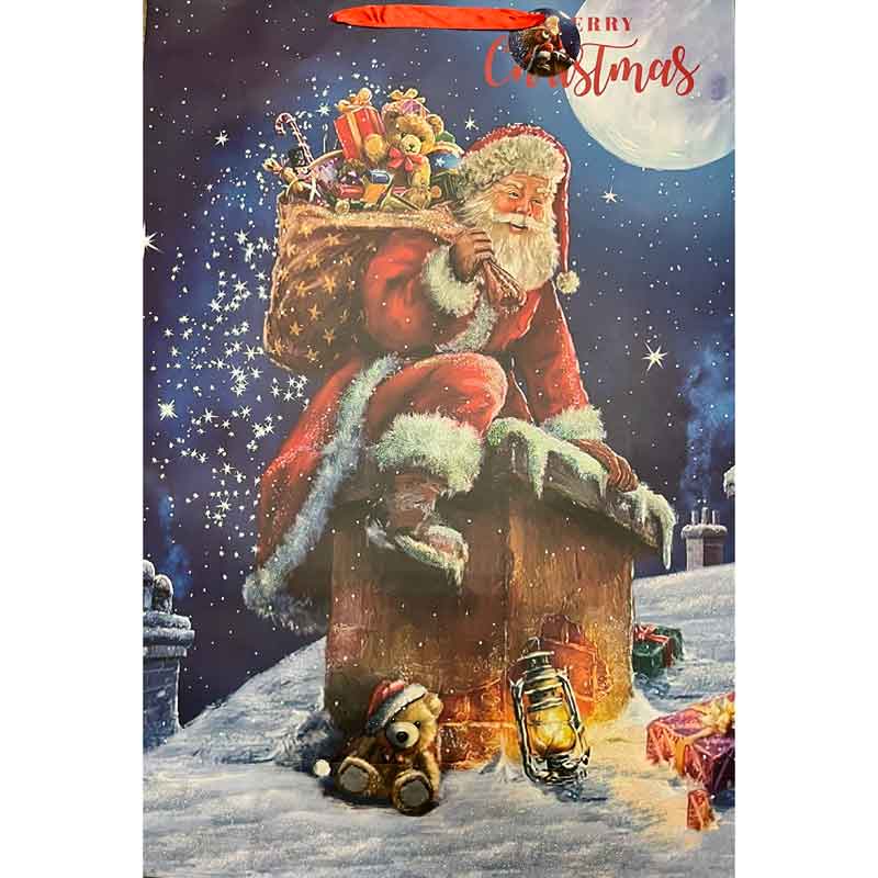 TRAD SANTA ON CHIMNEY SUPER JUMBO GIFT BAG 6S