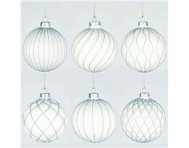 8cm 6ASST GLASS BALL DECORATION 12S