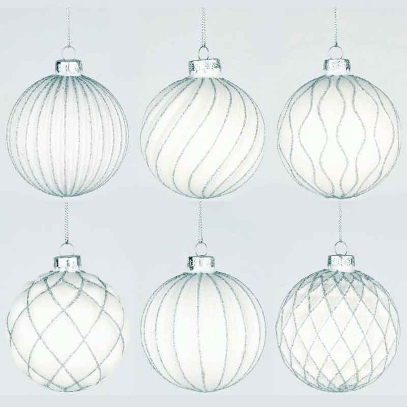 8cm 6ASST GLASS BALL DECORATION 12S