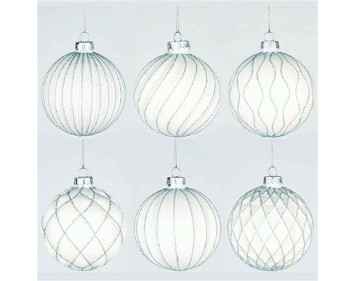 8cm 6ASST GLASS BALL DECORATION 12S