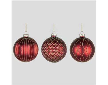 8cm 6ASST GLASS BALL DECORATION 12S