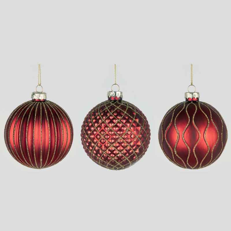 8cm 6ASST GLASS BALL DECORATION 12S