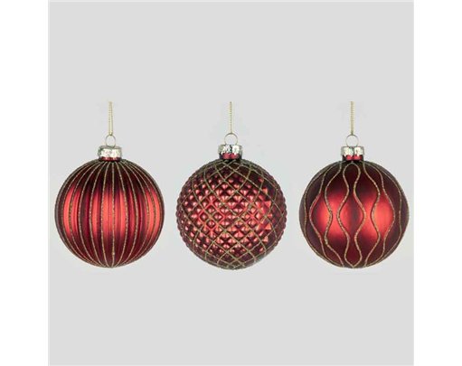 8cm 6ASST GLASS BALL DECORATION 12S