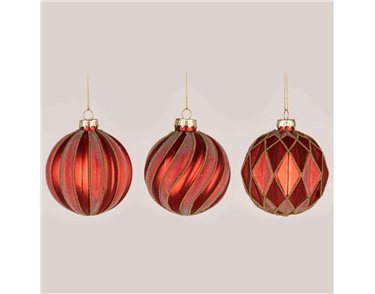 8cm 3ASST GLASS BALL DECORATION 12S