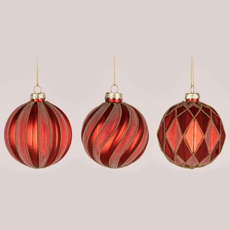 8cm 3ASST GLASS BALL DECORATION 12S