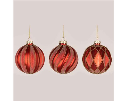 8cm 3ASST GLASS BALL DECORATION 12S