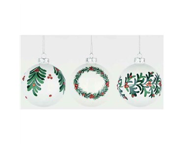8cm 3ASST GLASS BALL DECORATION 12S