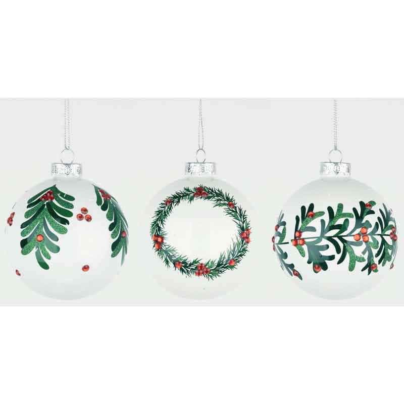 8cm 3ASST GLASS BALL DECORATION 12S