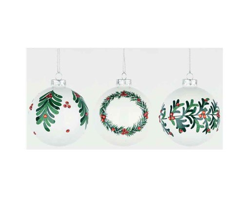 8cm 3ASST GLASS BALL DECORATION 12S