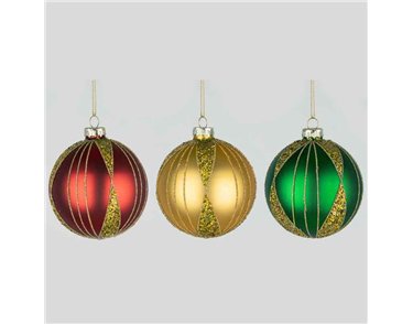 8cm 3ASST GLASS BALL DECORATION 12S