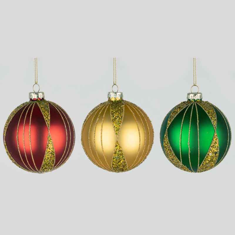 8cm 3ASST GLASS BALL DECORATION 12S
