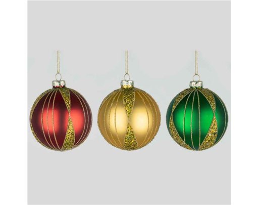 8cm 3ASST GLASS BALL DECORATION 12S