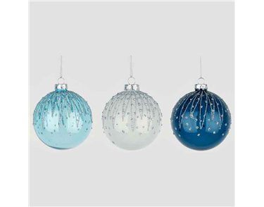 8cm 3ASST GLASS BALL DECORATION 12S