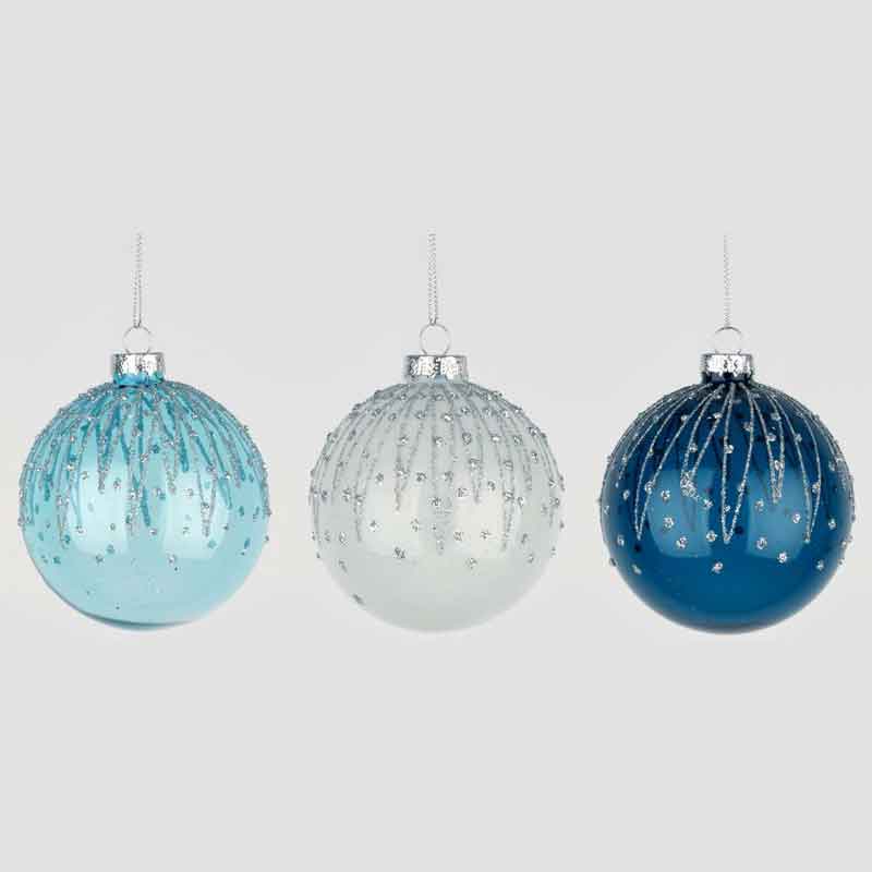 8cm 3ASST GLASS BALL DECORATION 12S