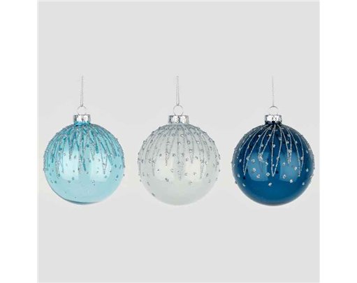 8cm 3ASST GLASS BALL DECORATION 12S
