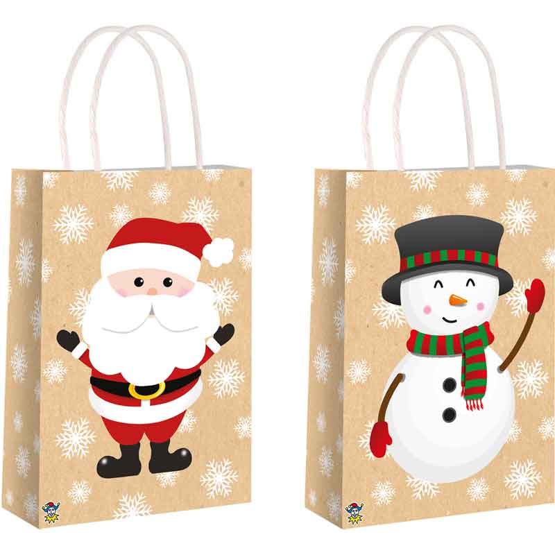 3ASST CHRISTMAS KRAFT BAG WITH HANDLES 12S