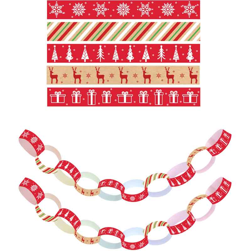 100PC SELF ADHESIVE CHRISTMAS PAPER CHAIN 24S